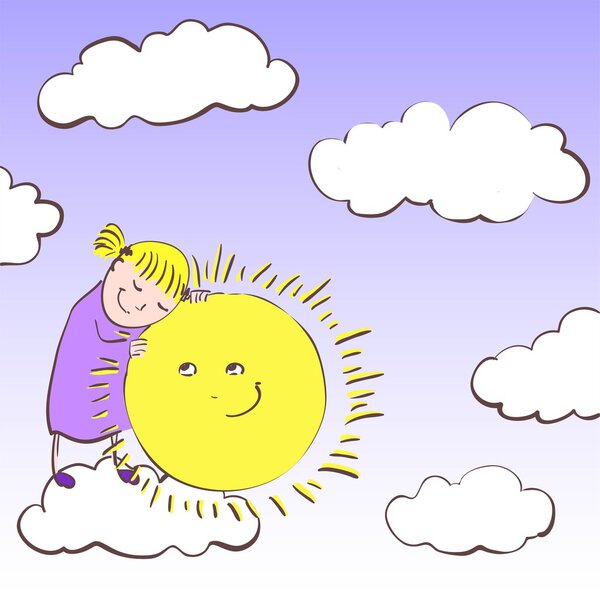 Girl hugging sun