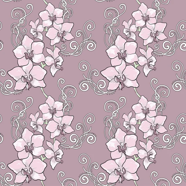 Pattern with orchid — Stock Vector