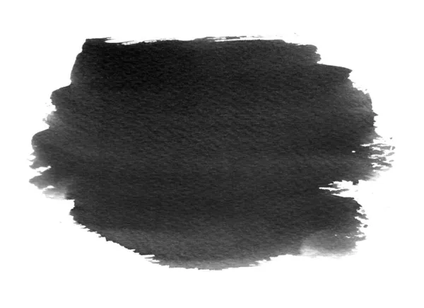 Black watercolor swatch of black water color paint with washes and brush stroke — Stock Photo, Image