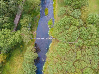 Huanggang, Hubei 'deki Yangshan River Bar' ın sonbahar manzarası.