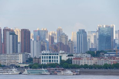 Hubei, Çin 'de Wuhan şehrinin gökyüzü manzarası