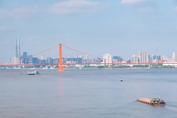 Landskap Yingwuzhou Yangtze River Bridge Wuhan Hubei Kina — Stockfoto