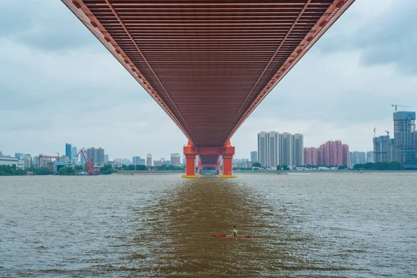 Scenario Del Ponte Sul Fiume Yingwuzhou Yangtze Wuhan Hubei Cina — Foto Stock