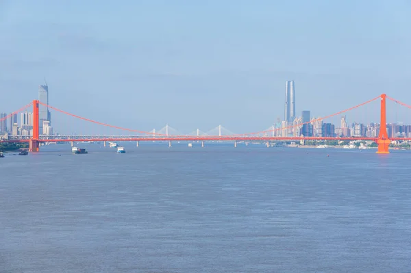 Paysage Pont Rivière Yingwuzhou Yangtze Wuhan Hubei Chine — Photo