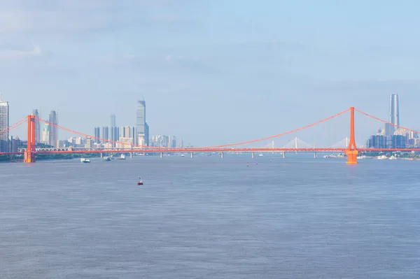 Landschaft Der Yingwuzhou Yangtze River Bridge Wuhan Hubei China — Stockfoto