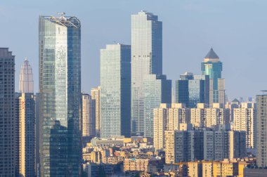 Hubei, Çin 'de Wuhan şehrinin gökyüzü manzarası