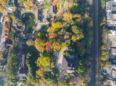 Wuchang, Wuhan, Hubei, Çin 'deki Shouyi Park' ın sonbahar manzarası.