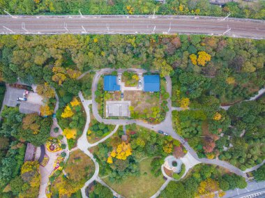 Wuchang, Wuhan, Hubei, Çin 'deki Shouyi Park' ın sonbahar manzarası.