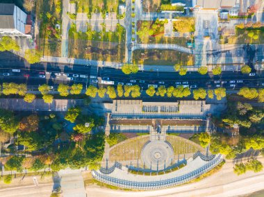 Wuhan Hanyang Nehri Sahili ve Nan 'anzui Parkı' nın sonbahar manzarası