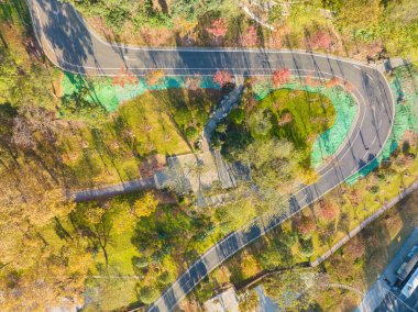 Wuhan Hanyang Nehri Sahili ve Nan 'anzui Parkı' nın sonbahar manzarası