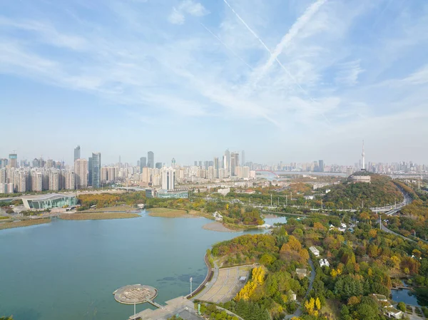 Podzimní Scenérie Parku Yuehu Wuhanu Hubei Čína — Stock fotografie