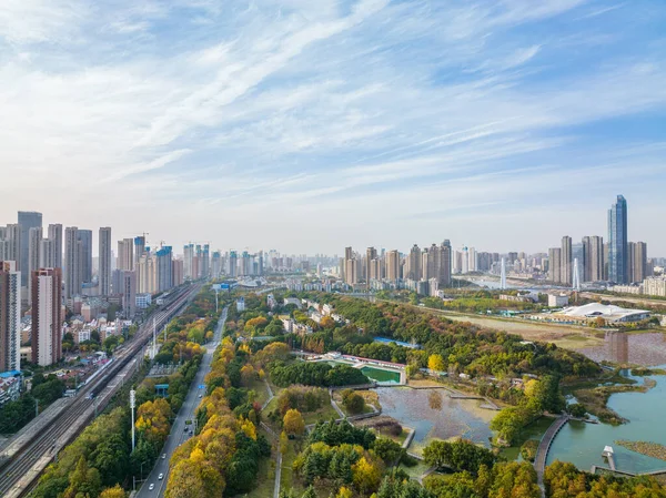Höstlandskap Yuehu Park Wuhan Hubei Kina — Stockfoto