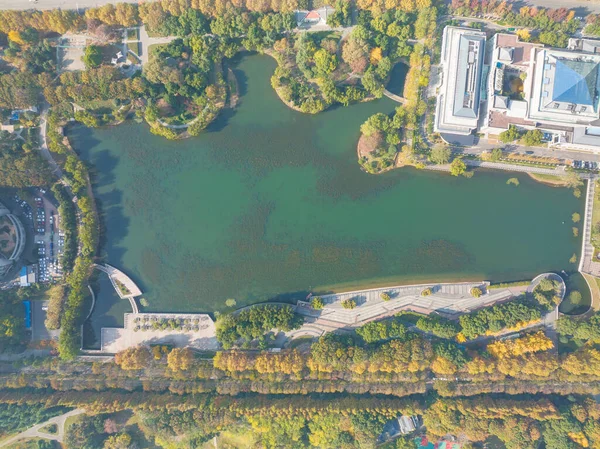 Herbstliche Landschaft Des Houxianghe Parks Wuhan Hubei China — Stockfoto