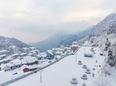 Lushan 5A Sahne Bölgesi, Jiujiang Şehri, Jiangxi Bölgesi 'nde kış kar manzarası