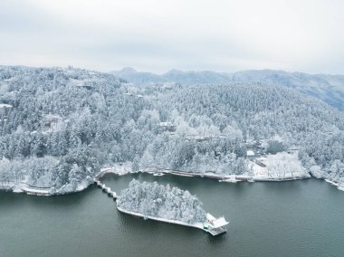 Lushan 5A Sahne Bölgesi, Jiujiang Şehri, Jiangxi Bölgesi 'nde kış kar manzarası