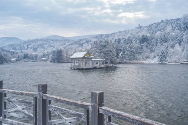 Lushan 5A Sahne Bölgesi, Jiujiang Şehri, Jiangxi Bölgesi 'nde kış kar manzarası