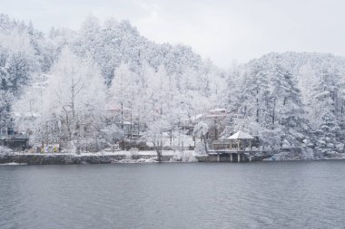 Lushan 5A Sahne Bölgesi, Jiujiang Şehri, Jiangxi Bölgesi 'nde kış kar manzarası