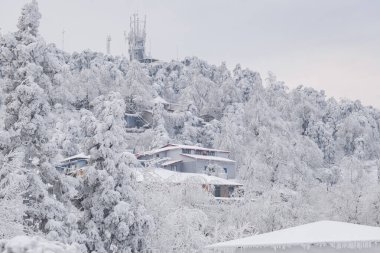 Lushan 5A Sahne Bölgesi, Jiujiang Şehri, Jiangxi Bölgesi 'nde kış kar manzarası