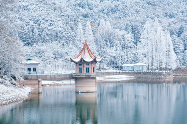 Lushan 5A Sahne Bölgesi, Jiujiang Şehri, Jiangxi Bölgesi 'nde kış kar manzarası