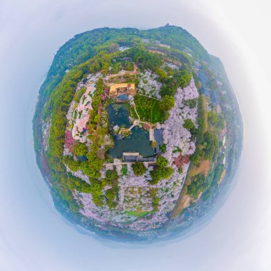 Doğu Gölü Sahnesi, Wuhan Şehri, Hubei Eyaleti 'nde Kiraz Çiçeği Bahçesi Erken Bahar Sahnesi