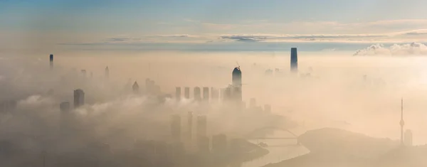 Město Východ Slunce Úsvit Panorama Scenérie Wuhan Hubei Čína — Stock fotografie