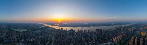 City Sunrise Dawn Skyline Scenery Wuhan Hubei China — Zdjęcie stockowe