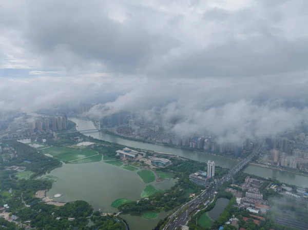 Hubei Wuhan Lato Urban Skyline Krajobrazy Lotu Ptaka — Zdjęcie stockowe