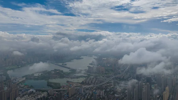 Hubei Wuhan Summer Urban Skyline Aerial Photography Scenery — Fotografia de Stock