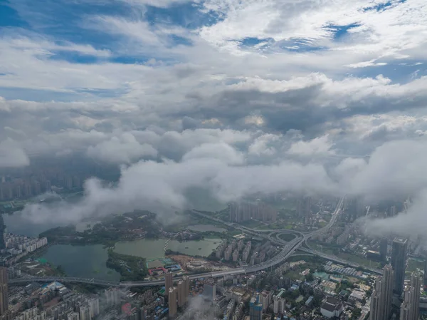 Hubei Wuhan Καλοκαίρι Urban Skyline Αεροφωτογραφία Τοπίο — Φωτογραφία Αρχείου