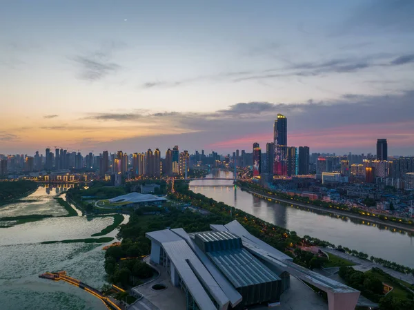 Hubei Wuhan Estate Urban Skyline Scenario Fotografia Aerea — Foto Stock