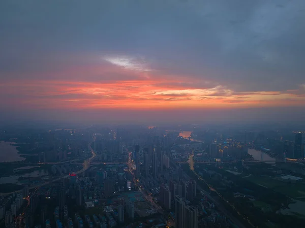 Hubei Wuhan Lato Urban Skyline Krajobrazy Lotu Ptaka — Zdjęcie stockowe