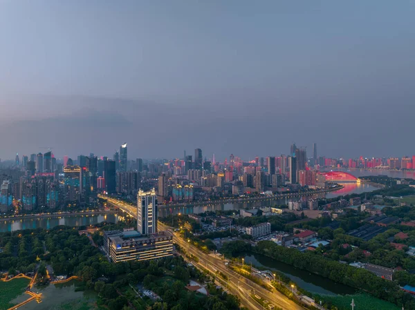 Hubei Wuhan Summer Urban Skyline Aerial Photography Scenery — 스톡 사진