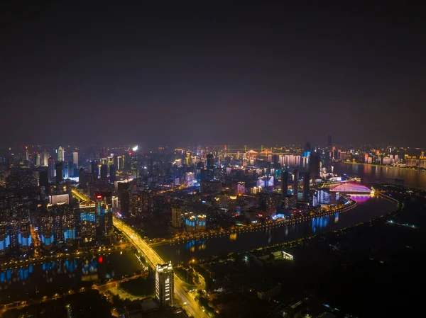 Hubei Wuhan Sommer Stadtsilhouette Luftaufnahmen Landschaft — Stockfoto
