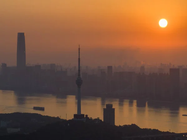 Hubei Wuhan Καλοκαίρι Urban Skyline Αεροφωτογραφία Τοπίο — Φωτογραφία Αρχείου