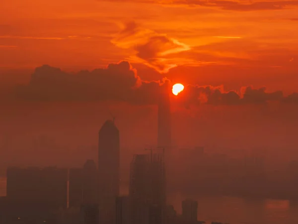 Hubei Wuhan Summer Urban Skyline Повітряна Фотографія — стокове фото