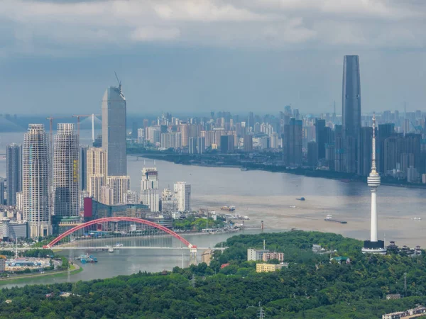 Hubei Wuhan Summer Urban Skyline Повітряна Фотографія — стокове фото