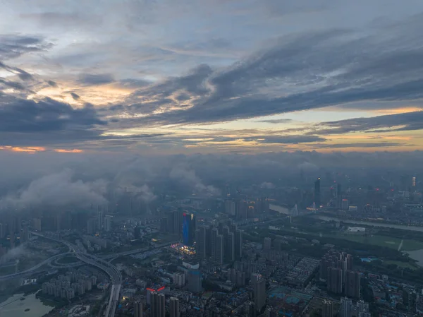 Hubei Wuhan Lato Urban Skyline Krajobrazy Lotu Ptaka — Zdjęcie stockowe