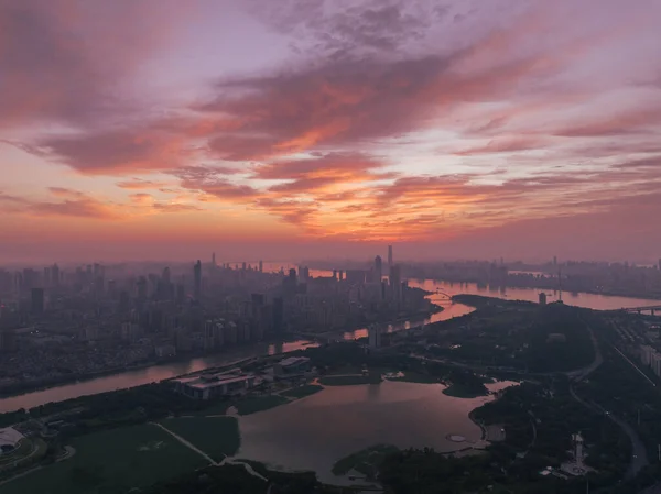 Hubei Wuhan Summer Urban Skyline Aerial Photography Scenery — Stockfoto