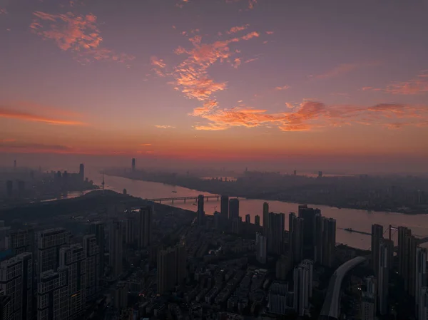 Hubei Wuhan Summer Urban Skyline Aerial Photography Scenery — Photo