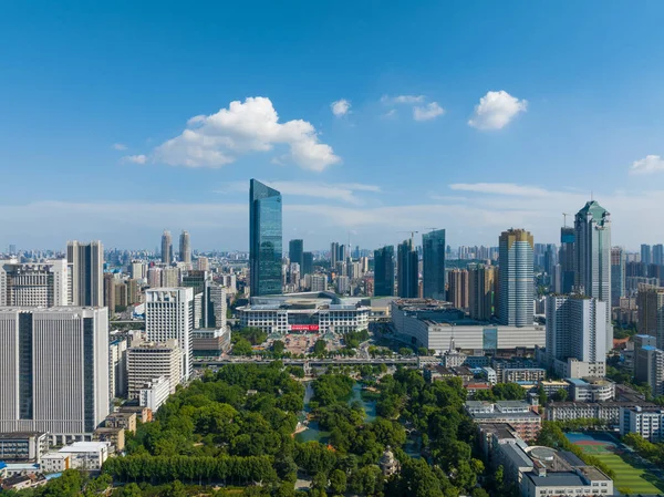 Hubei Wuhan Summer Urban Skyline Повітряна Фотографія — стокове фото