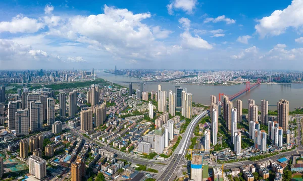 Hubei Wuhan Summer Urban Skyline Aerial Photography Scenery — Stock Photo, Image