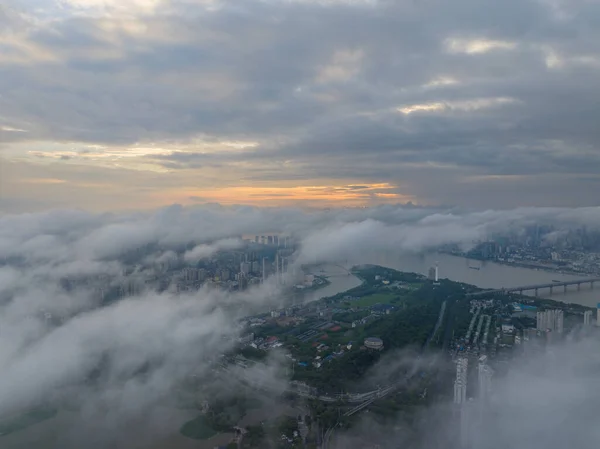 Hubei Wuhan Lato Urban Skyline Krajobrazy Lotu Ptaka — Zdjęcie stockowe