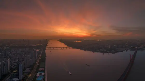 Hubei Wuhan Καλοκαίρι Urban Skyline Αεροφωτογραφία Τοπίο — Φωτογραφία Αρχείου