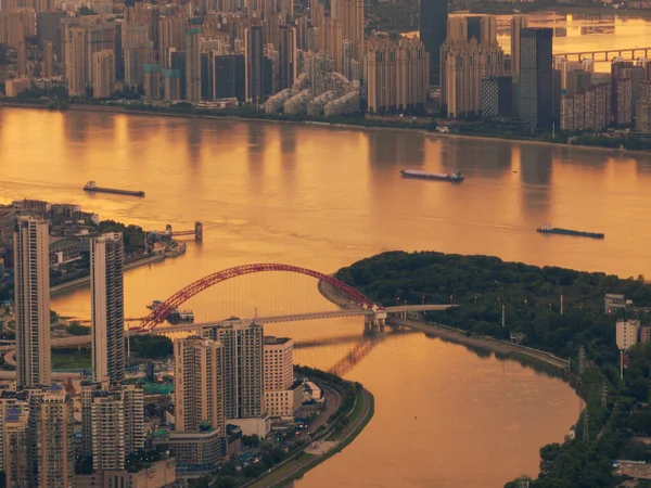 Hubei Wuhan Summer Urban Skyline Aerial Photography Scenery — 图库照片