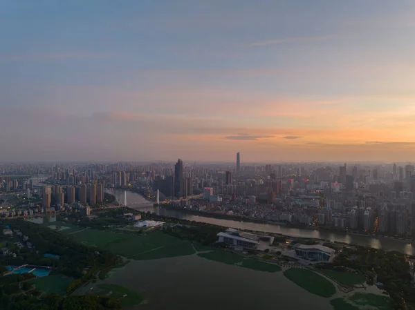 Hubei Wuhan Estate Urban Skyline Scenario Fotografia Aerea — Foto Stock