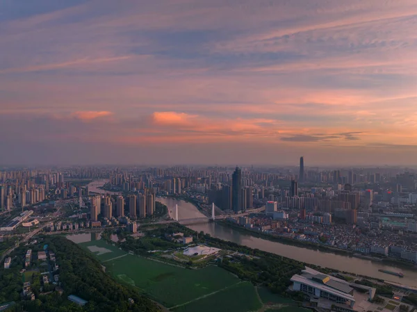 Hubei Wuhan Estate Urban Skyline Scenario Fotografia Aerea — Foto Stock