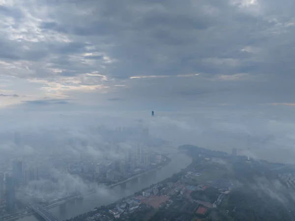 Hubei Wuhan Summer Urban Skyline Повітряна Фотографія — стокове фото