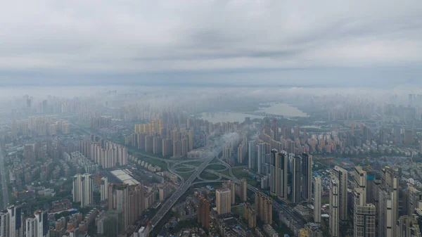 Hubei Wuhan Καλοκαίρι Urban Skyline Αεροφωτογραφία Τοπίο — Φωτογραφία Αρχείου