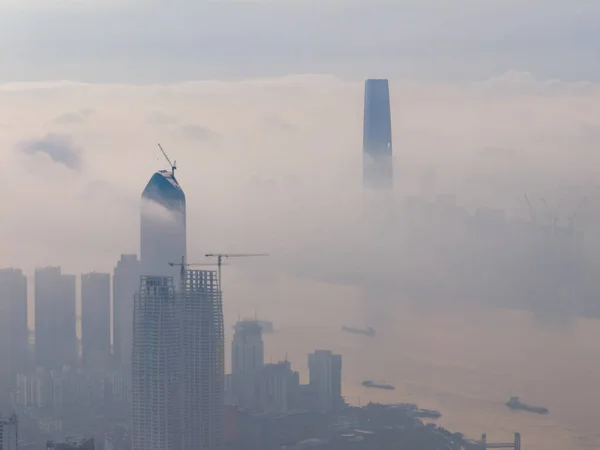 Hubei Wuhan Lato Urban Skyline Krajobrazy Lotu Ptaka — Zdjęcie stockowe