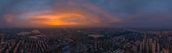 Hubei Wuhan Summer Urban Skyline Повітряна Фотографія — стокове фото